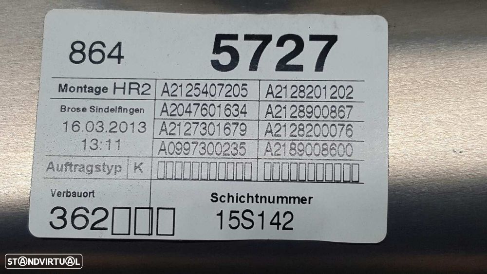 ELEVADOR TRASEIRO DIREITO MERCEDES CLASE E (W212) LIM. 220 CDI BLUEEFFICIENCY (2... - 5