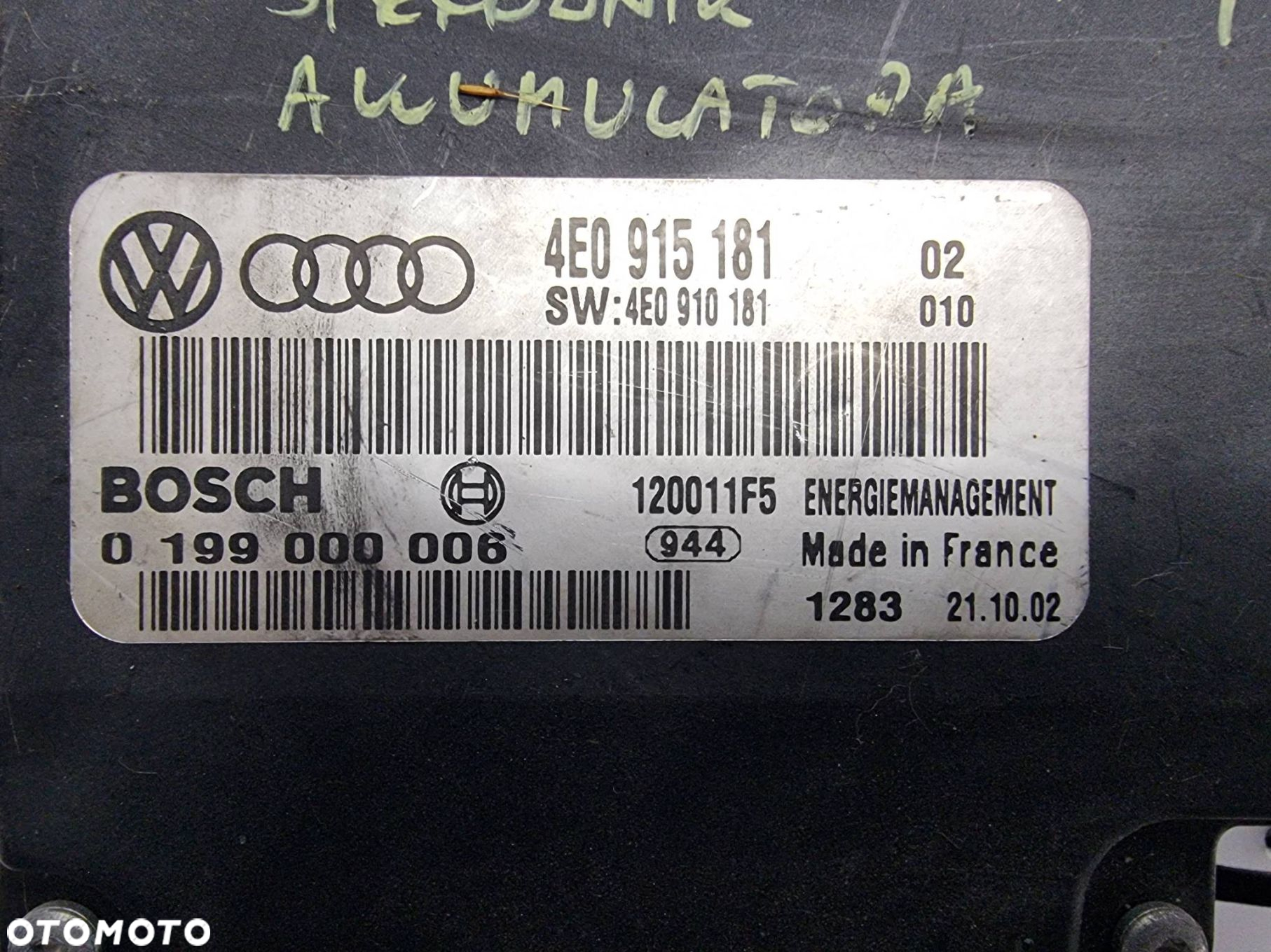 MODUŁ AUDI A8 D3 4E0915181 - 2