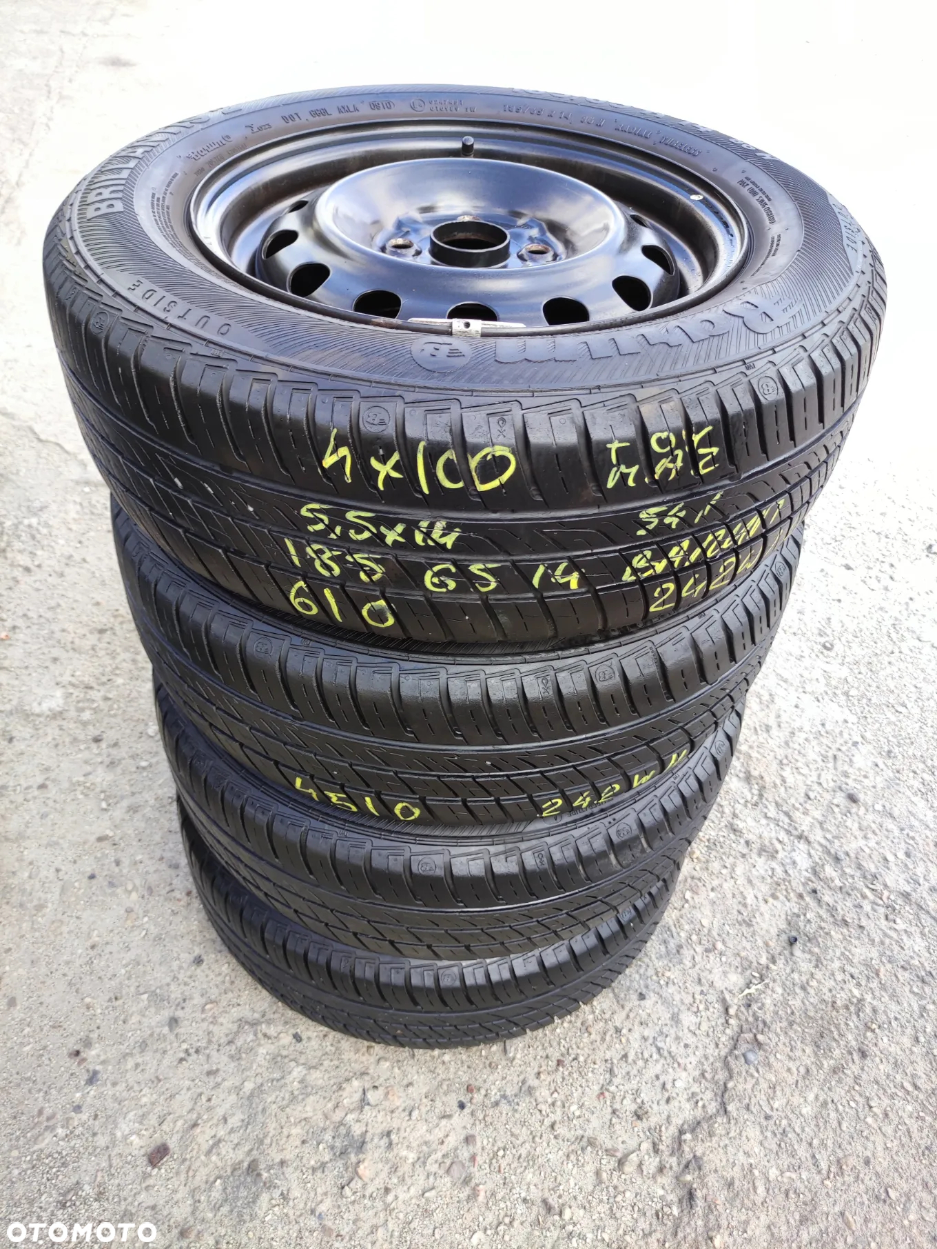 4x100 Felgi Stalowe Stal 14 Koła Letnie Lato HYUNDAI I10 GETZ ACCENT KIA RIO PICANTO MAZDA 323 DEMIO 2 SUZUKI BALENO TOYOTA YARIS COROLLA Legnica ALU-RAD 185/65 4,5-6mm - 4