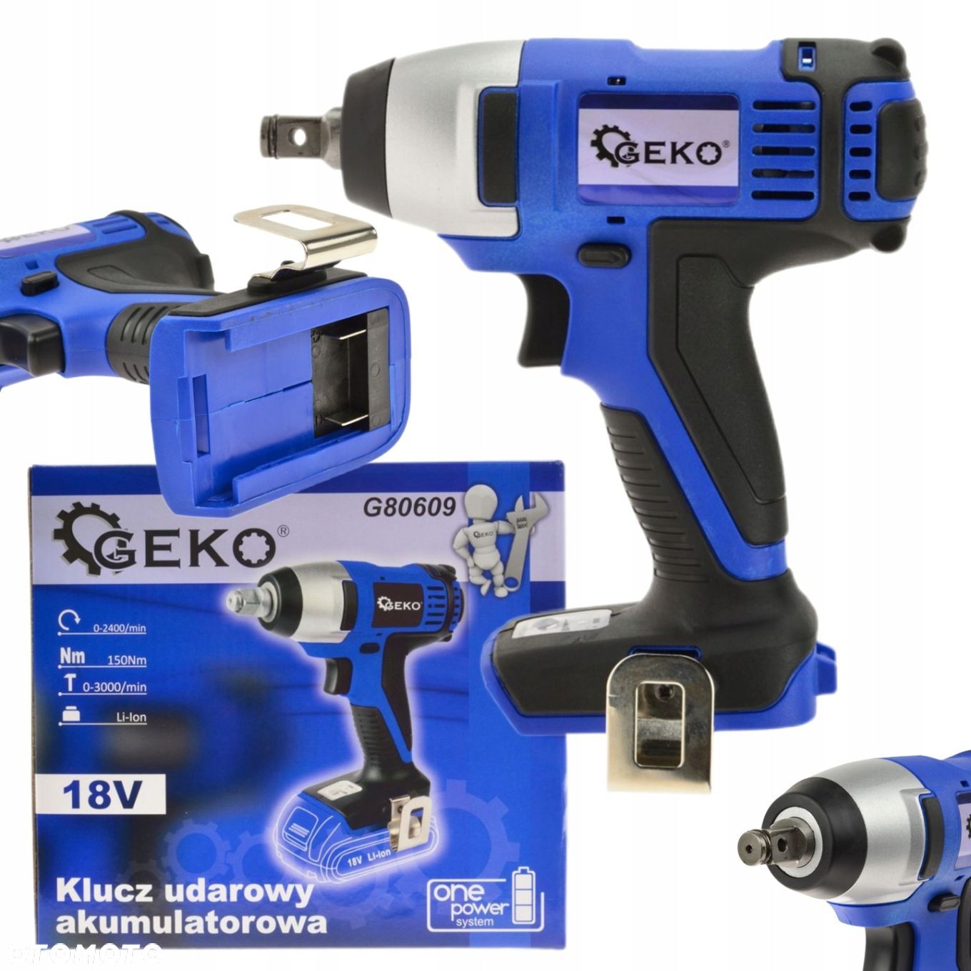 GEKO KOMPAKTOWY KLUCZ AKUMULATOROWY UDAROWY DO KÓŁ 150NM 18V SOLO G80609 - 1