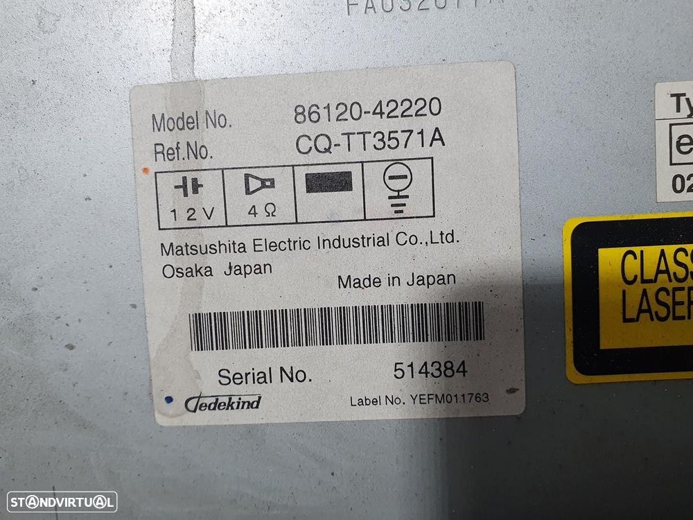 SISTEMA AUDIO / RADIO CD TOYOTA RAV 4 III 2006 -8612072220 - 3