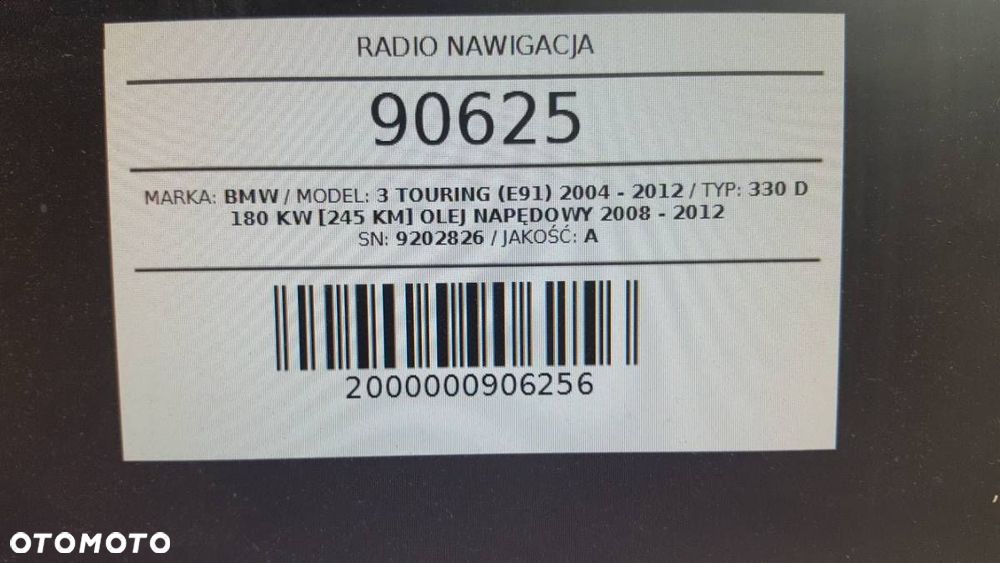 RADIO CZYTNIK PŁYTY BMW E90 E91 9202826 EU - 6