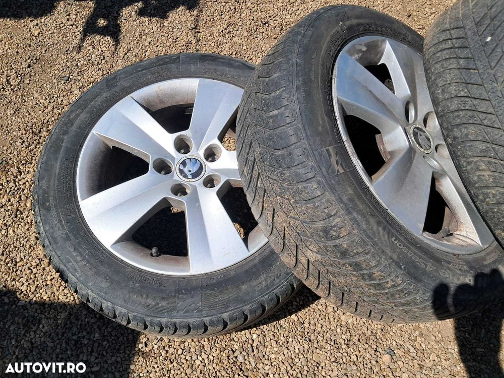 Skoda Rapid, Fabia, set roti originale pe 15 cu jante de aliaj. - 6