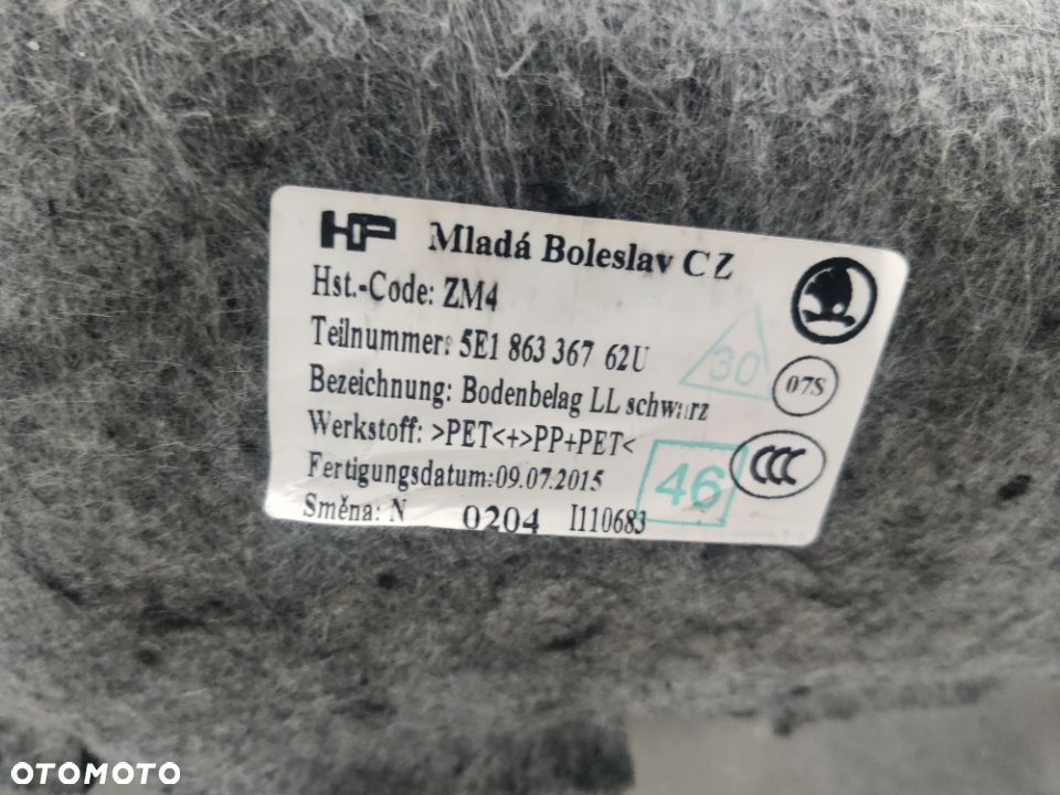Wykładzina Skoda Octavia 3 III Dywan Podłoga 5E1863367 - 15