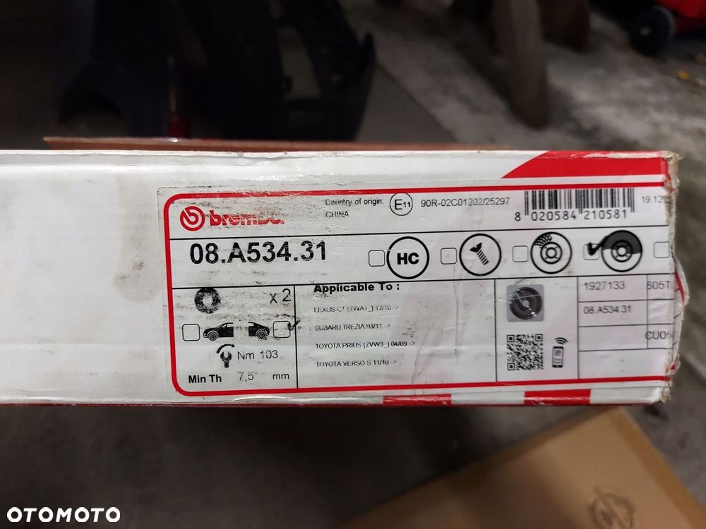 Brembo Tarcze Hamulcowe Tył 08.A534.31 Prius Lexus CT - 2