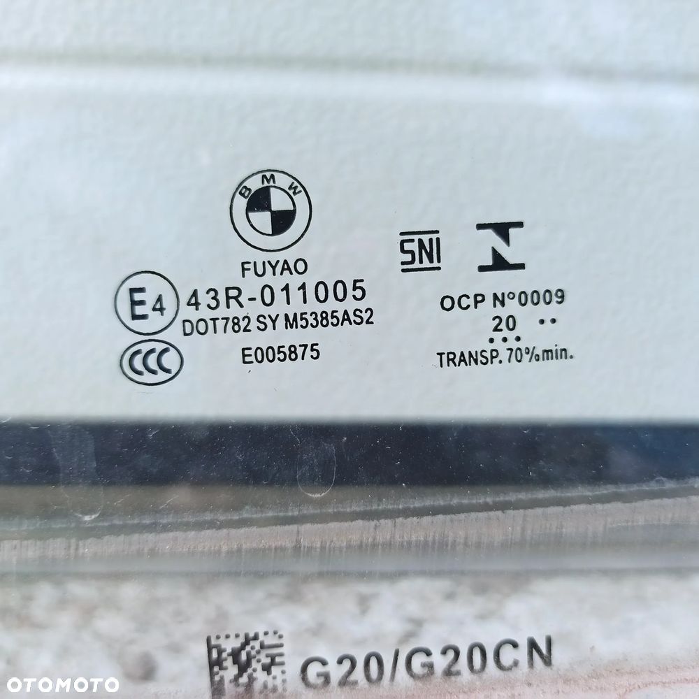 Szyba drzwi lewy LEWA PRZÓD TYŁ BMW 3 G20 G21 G28 G80 G81 na szybie 20r - 4