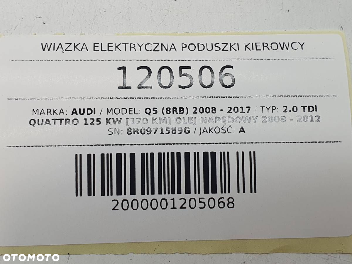 WIĄZKA ELEKTRYCZNA AIRBAG PODUSZKI POWIETRZNEJ AUDI Q5 8R 8R0971589G - 8