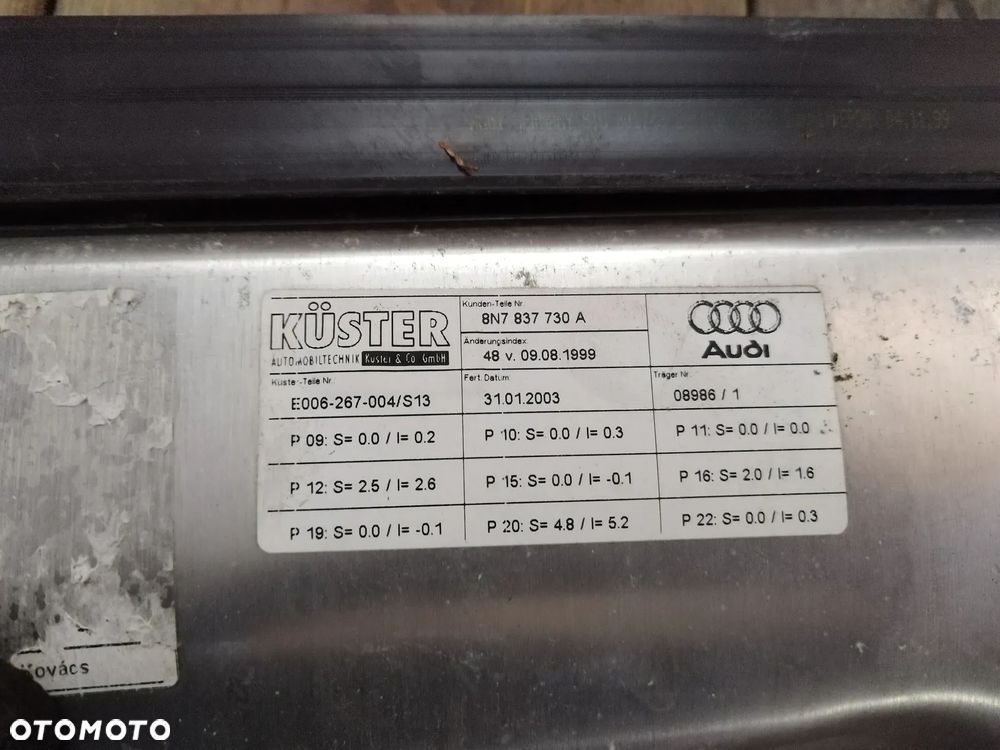 AUDI TT 8N CABRIO PODNOSNIK SZYB PRAWY - 3