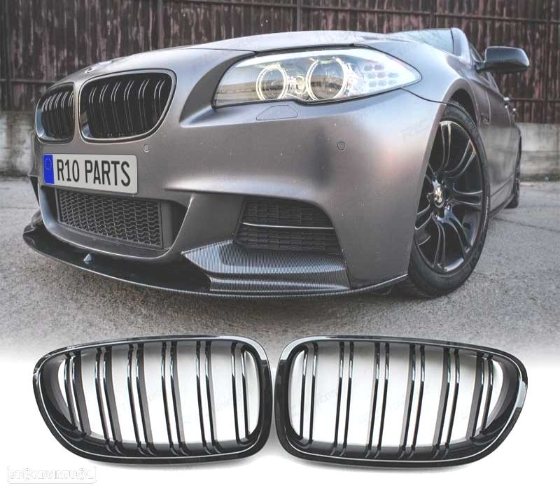 GRELHA FRONTAL BMW F10 13-17 LOOK M5 PRETO BRILHANTE - 1