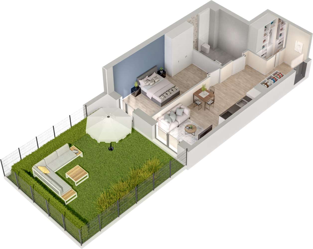 1.M.03 | 52,02 m² | 2 pokoje z ogródkiem | Krzyki- Gaj