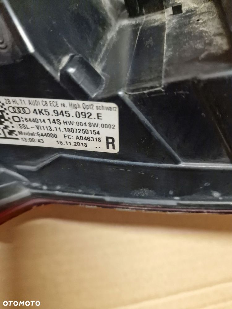 lampa tylna audi a6 4k 4k5945092e 4k5945091e high komplet - 4
