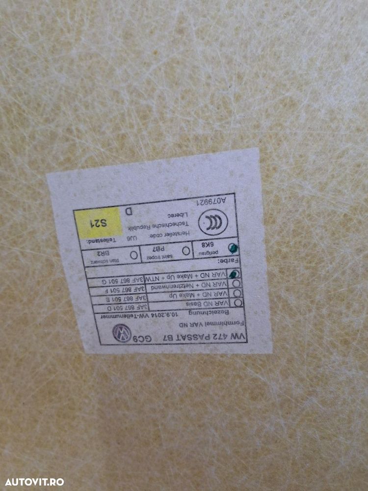 Capitonaj plafon VOLKSWAGEN PASSAT Variant 365 2010 - 2014 - 2