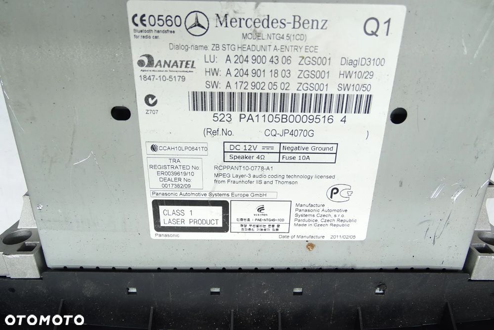 Mercedes C Klasa W204 Lift Radio Nawigacja Wyświetlacz 2049004306 1729012800 - 7