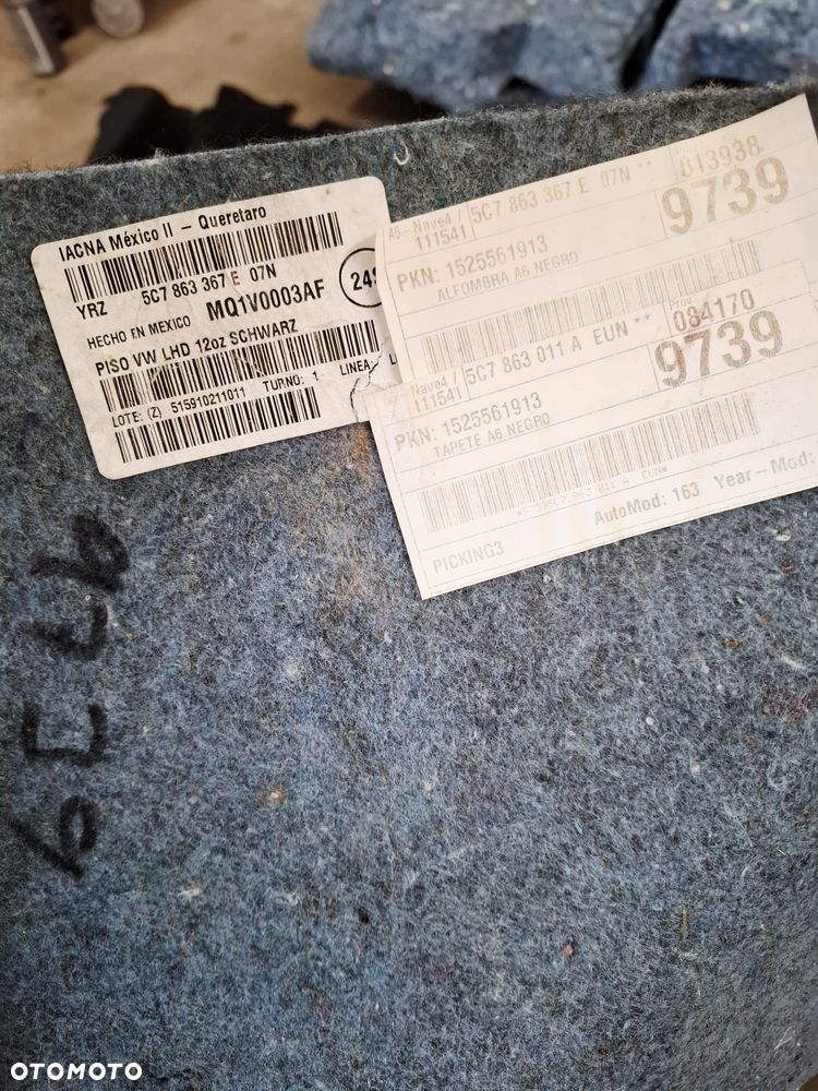 Dywan Wykładzina Podłoga Komplet Czarna VW Jetta 5C7863367E - 12