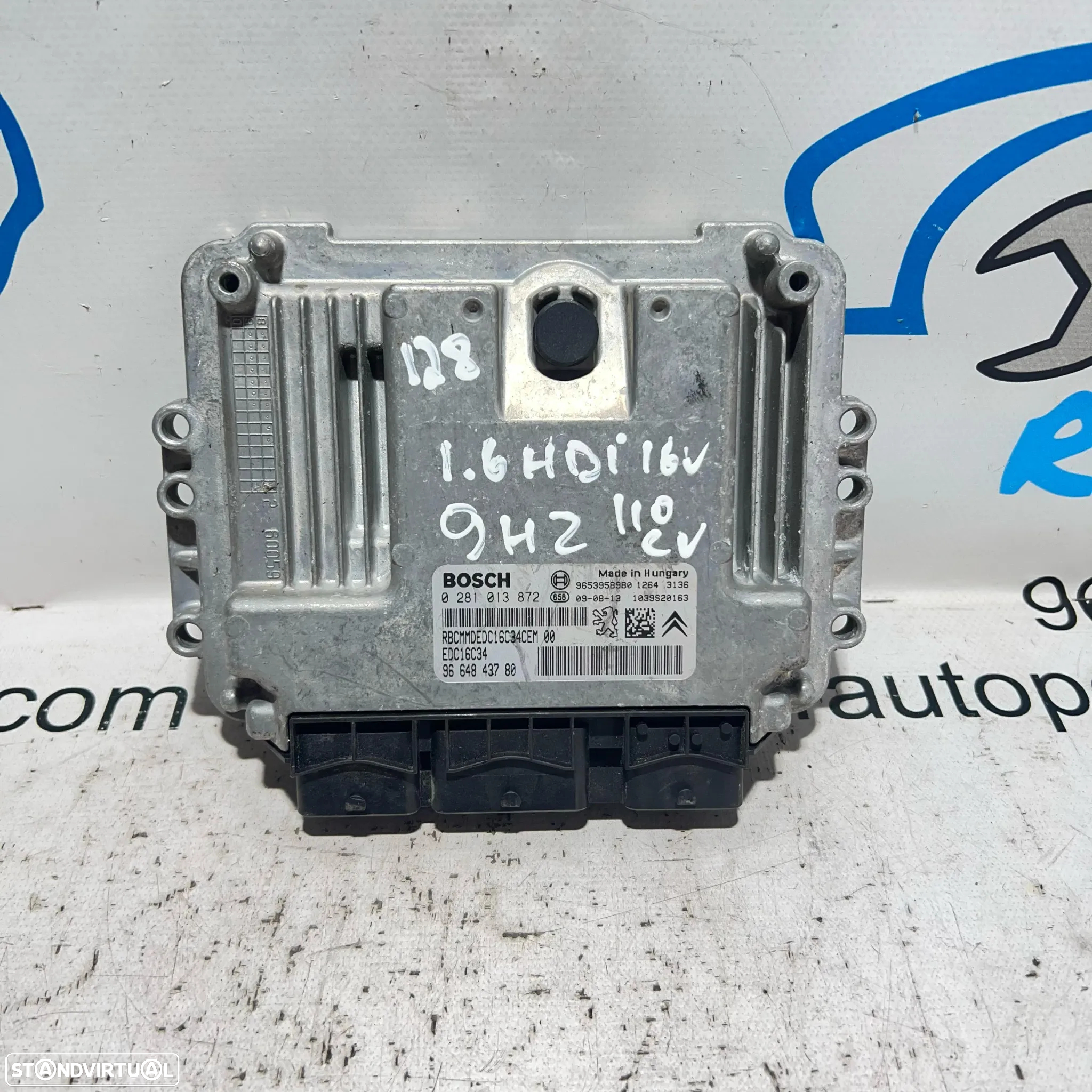 .Centralina Motor Bosch PSA Peugeot Citroen 0 281 013 872 / 9664843780 - 2