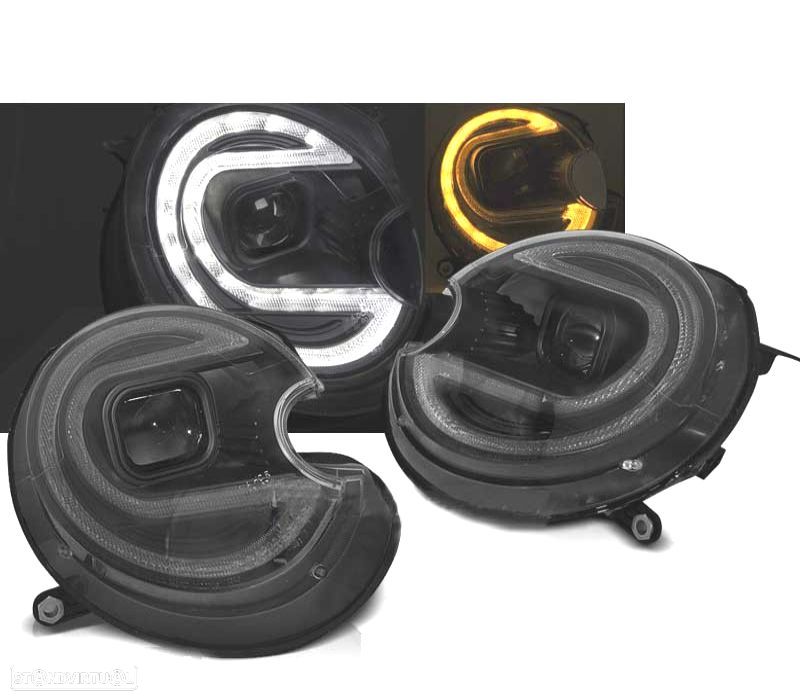 FARÓIS XENON LED MINI COOPER 06-14 PRETO - 1