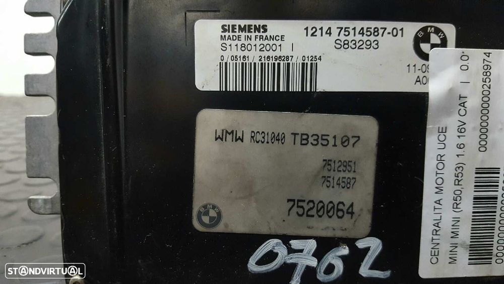 CENTRALINA DO MOTOR UCE MINI MINI (R50,R53) 1.6 16V CAT - 3