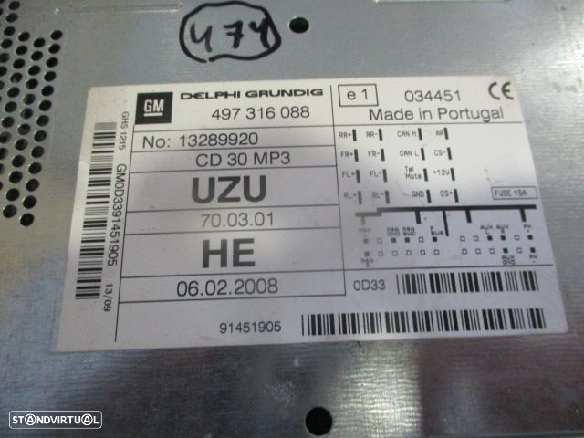 Radios 497316088 OPEL CORSA D 2009 CD 30 MP3 DELPHI - 3