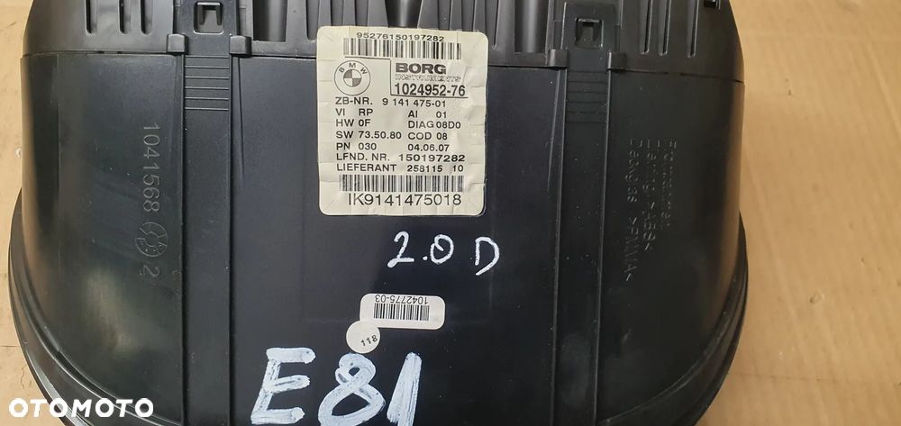 Licznik zegary BMW 1 E81 E87 2.0D 9141475 1024952 - 6