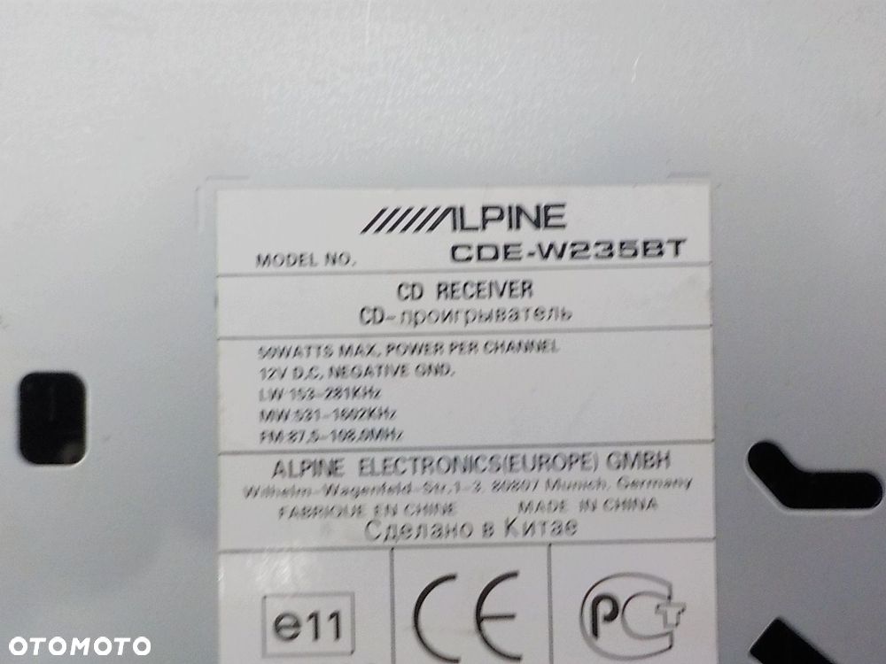 RADIO 2DIN ALPINE CDE-W235BT BLUETOOTH - 2