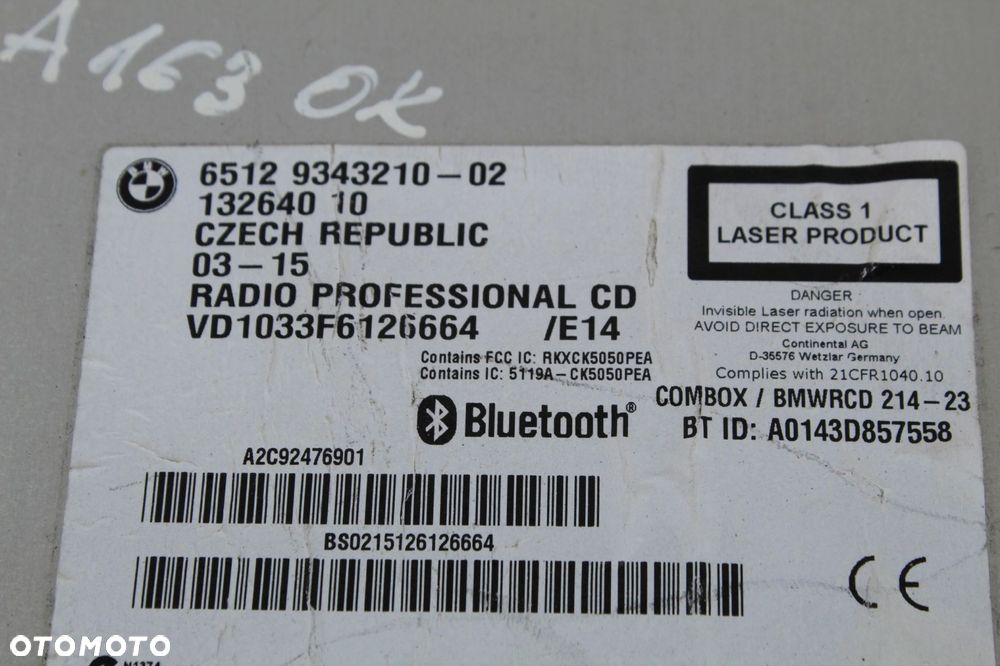 RADIO BMW PROFESSIONAL BMW E81 E82 E84 E87 E88 E89 E90 E91 E92 E93 9343210 - 3