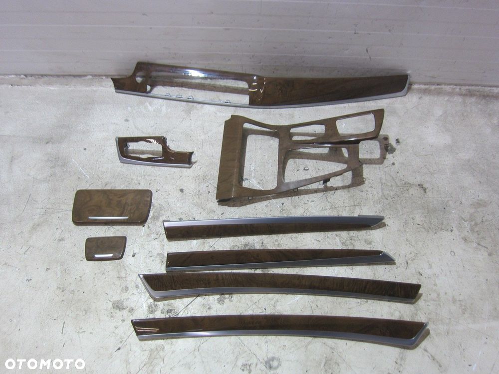 BMW F10 F11 LISTWY DEKORY CUP HOLDER DREWNO JESION KOMPLET ALU ŁADNE - 1