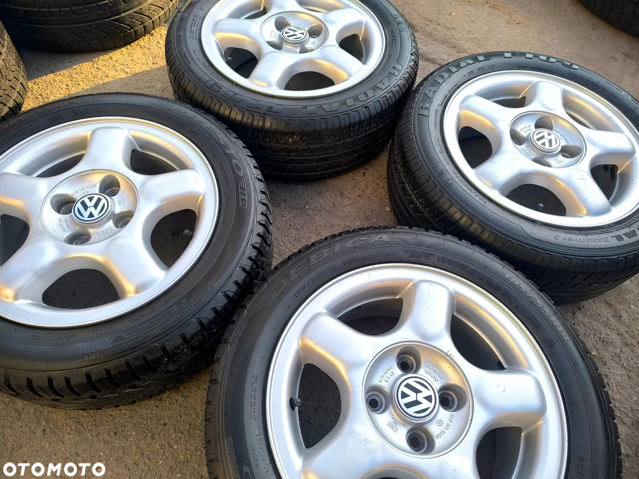 4x100 Felgi Aluminiowe Alufelgi 14 Koła Letnie Lato VW POLO LUPO UP! GOLF I II III 2 3 CADDY SCIROCCO CORRADO JETTA PASSAT B3 B4 SEAT AROSA MII IBIZA CORDOBA SKODA CITIGO FELICIA 7mm Legnica ALU-RAD 185/55 - 7