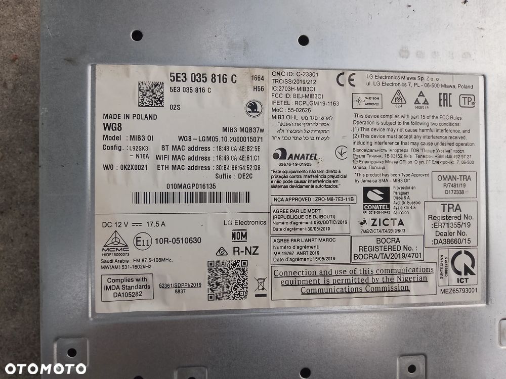 CZYTNIK MULTIMEDIA MIB3 OCTAVIA IV 5E3035816  5E3035816D - 15