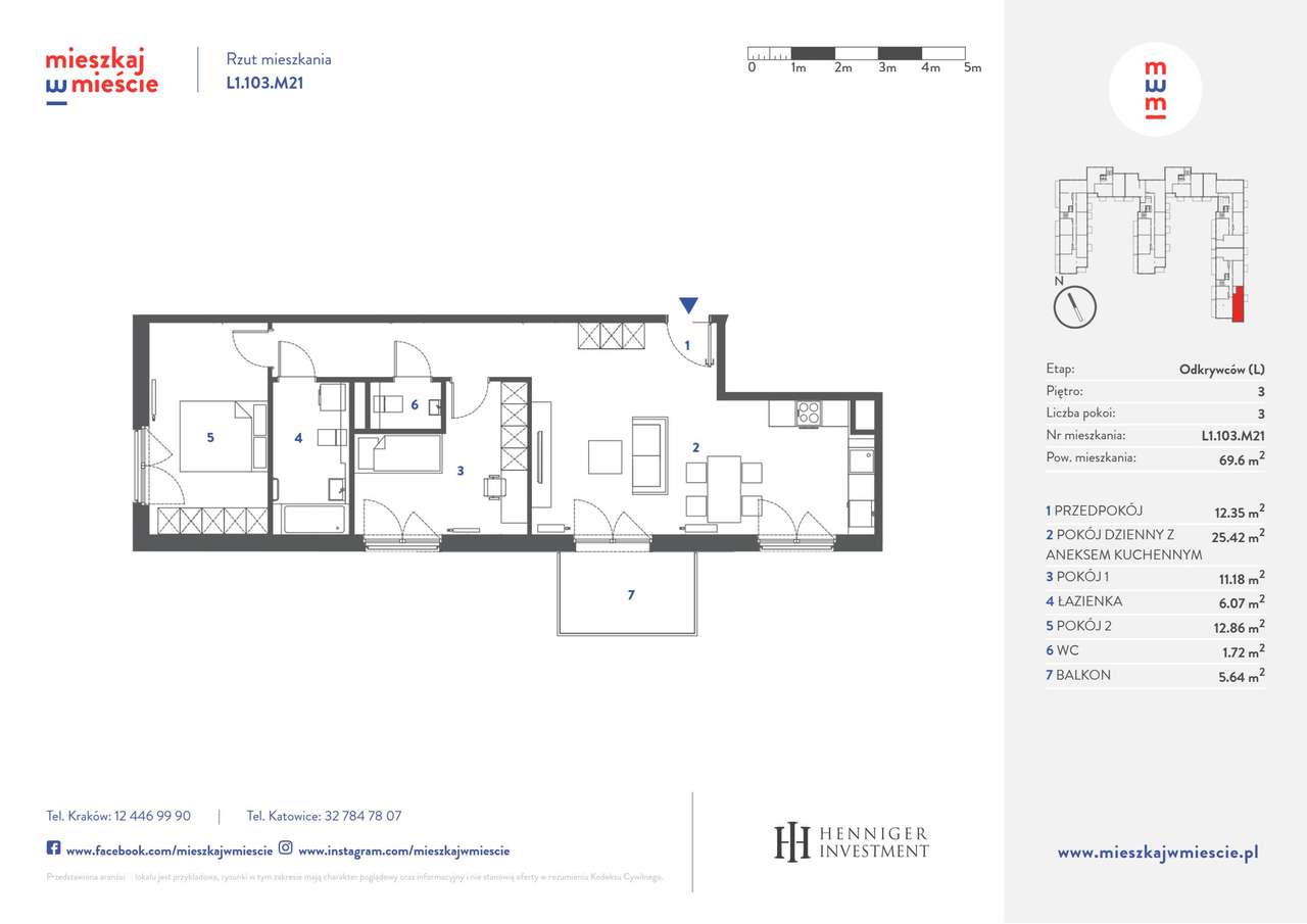 3-pokojowe mieszkanie 69m2 + balkon - Pełny obrazek: 4/18