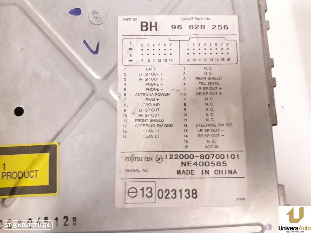 SISTEMA AUDIO / RADIO CD CHEVROLET AVEO / KALOS FASTBACK 2006 -96628256 - 2