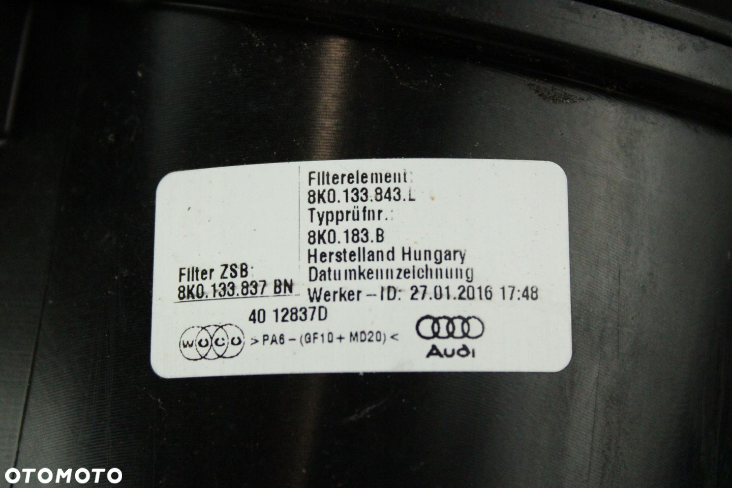 ORYGINALNA OBUDOWA FILTRA POWIETRZA AUDI A5 8T 2.0 TDI 8K0133837BN 14km - 6