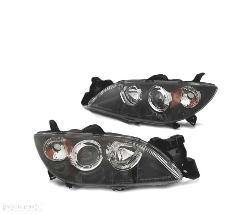 FARÓIS NEW BLACK XENON PARA MAZDA 3 03-09 BLACK PRETO - 1