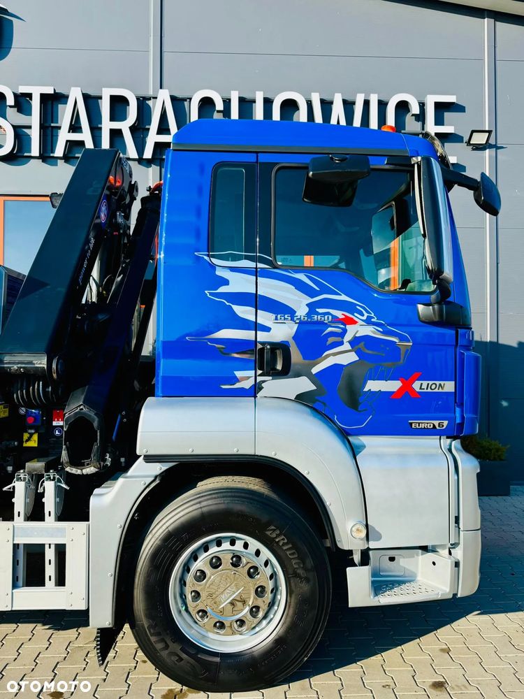 MAN TGS 26.360 // E6 // 6x2 // platforma laweta 7,2m z HDS HMF 1420 // dzwig żuraw kran crane skrzynia uniwersalny - 25