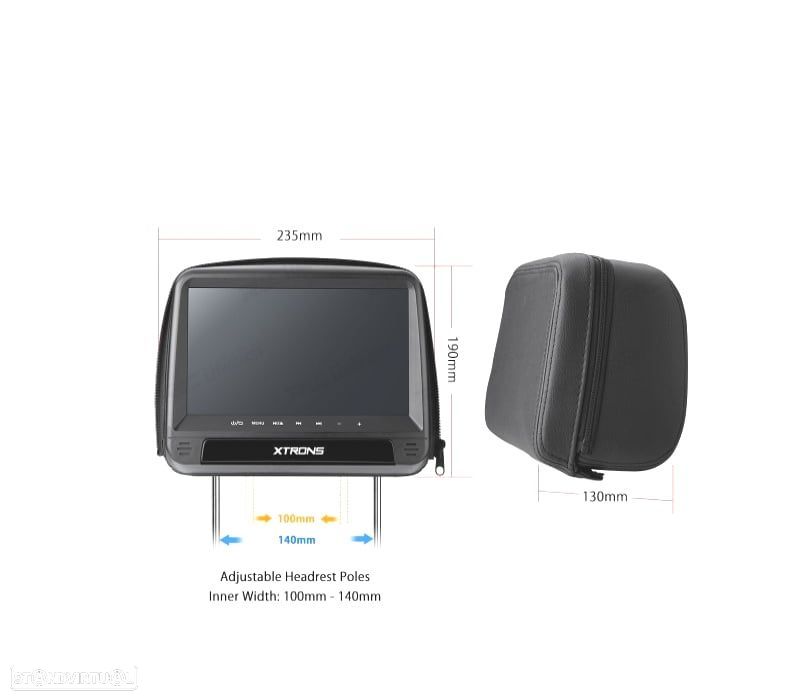 ENCOSTO DE CABEÇA MULTIMEDIA DVD 9" PULGADAS TACTIL COR EM PRETO - 5