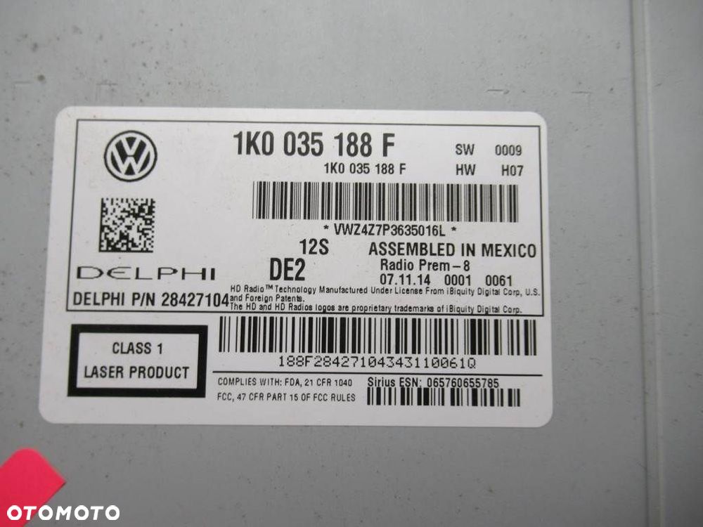 RADIO - 543.00 PLN - VW PASSAT B7 (362) 2010 - 2015 2.0 TDI 103 kW [140 KM] olej napędowy 2010 - - 3