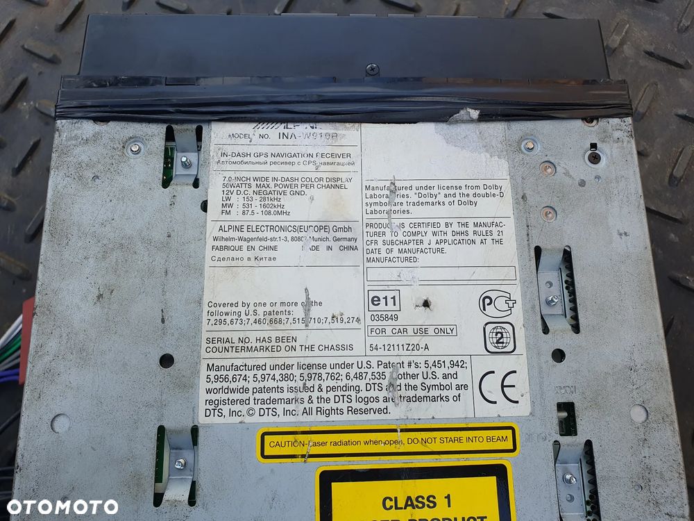 RADIOODTWARZACZ RADIO CD SAMOCHODOWE ALPINE INA-W910R WYŚWIETLACZ PILOT SUBWOOFER AKTYWNY SWD-1600 150W - 7