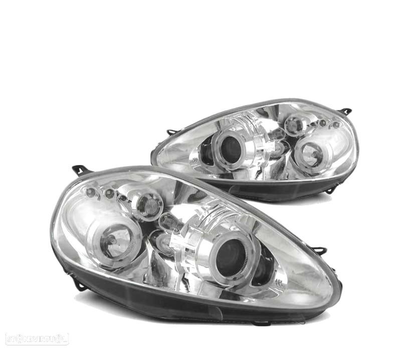 FARÓIS ANGEL EYES LED FIAT GRANDE PUNTO 05-08 CHROME CROMADO - 2