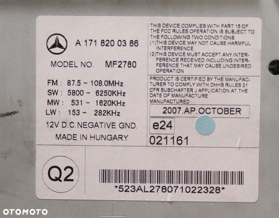 RADIO CD MERCEDES SLK W171 R171 07r A1718200386 - 16