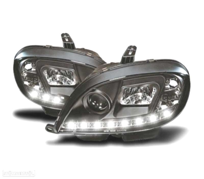 FARÓIS CITROEN SAXO 99-04 LUZ DIURNA LED FUNDO NEGRO - 2