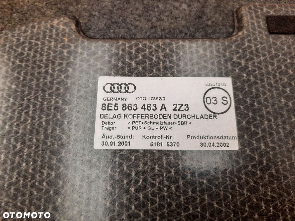 AUDI A4 B6 00-05 WYKŁADZINA TAPICERKA BAGAŻNIKA 8E5863463A - 9
