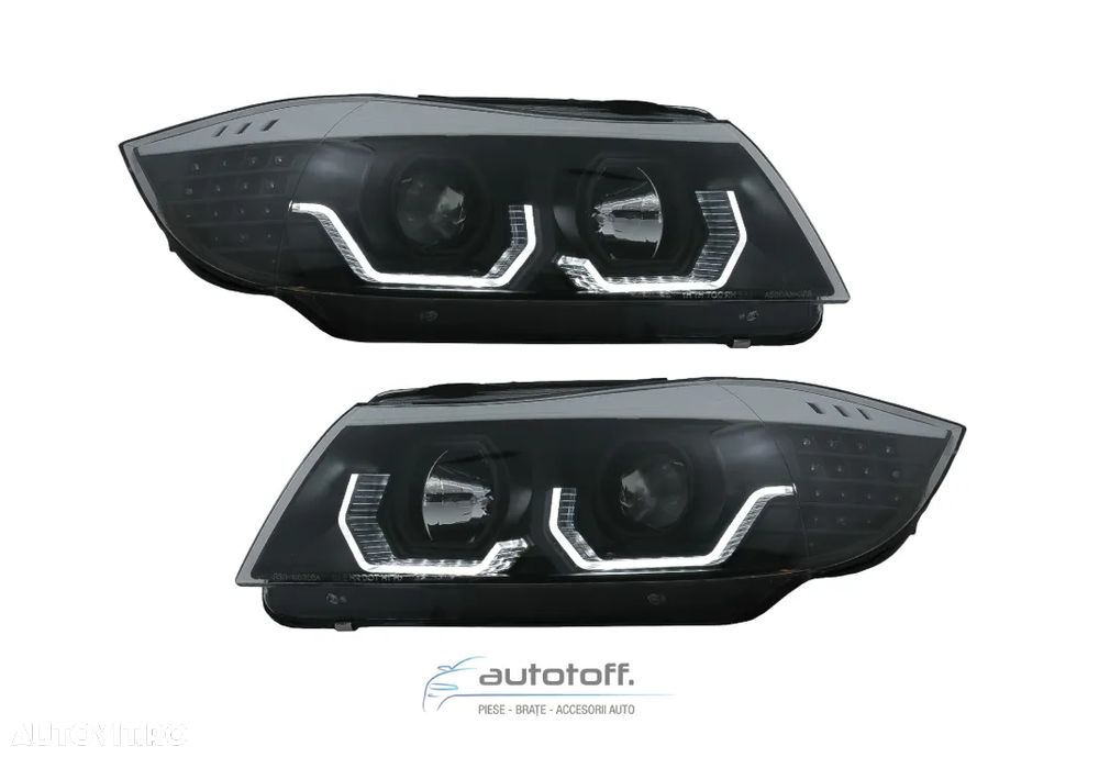 Faruri 3D Led Angel Eyes compatibile cu BMW Seria 3 E90 E91 (2005-2008) - 1