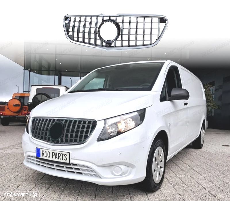 GRELHA FRONTAL MERCEDES CLASE V W447 14-19 PRETO CROMADO LOOK AMG - 1