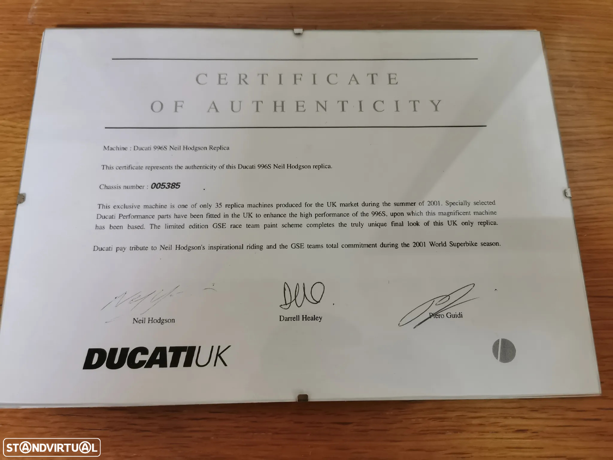 Ducati 996 S 'Neil Hodgson Replica' 35 exemplares - Certificada - 2