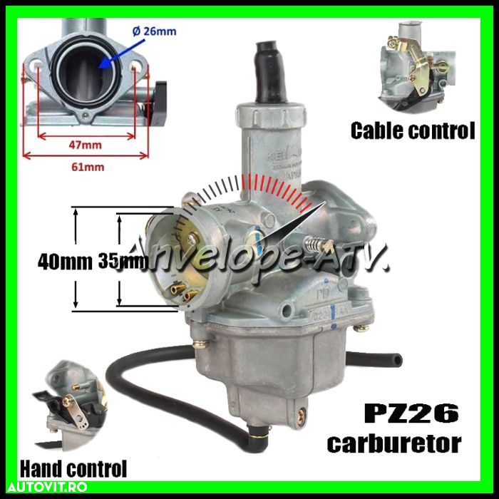Carburator ATV 125 150 PZ26 26MM PZ27 cu prindere 48MM - Soc Manual - 1