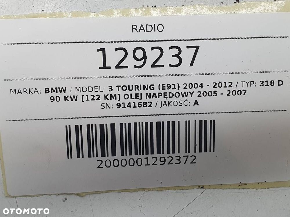 RADIO ODTWARZACZ CD BMW 3 E91 E90 E81 E87 9141682 - 8