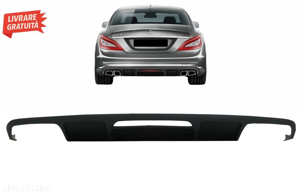 Difuzor cu Evacuare Dubla Mercedes CLS Sedan W218 (2011-2017) pentru bara AMG Spor- livrare gratuita - 8