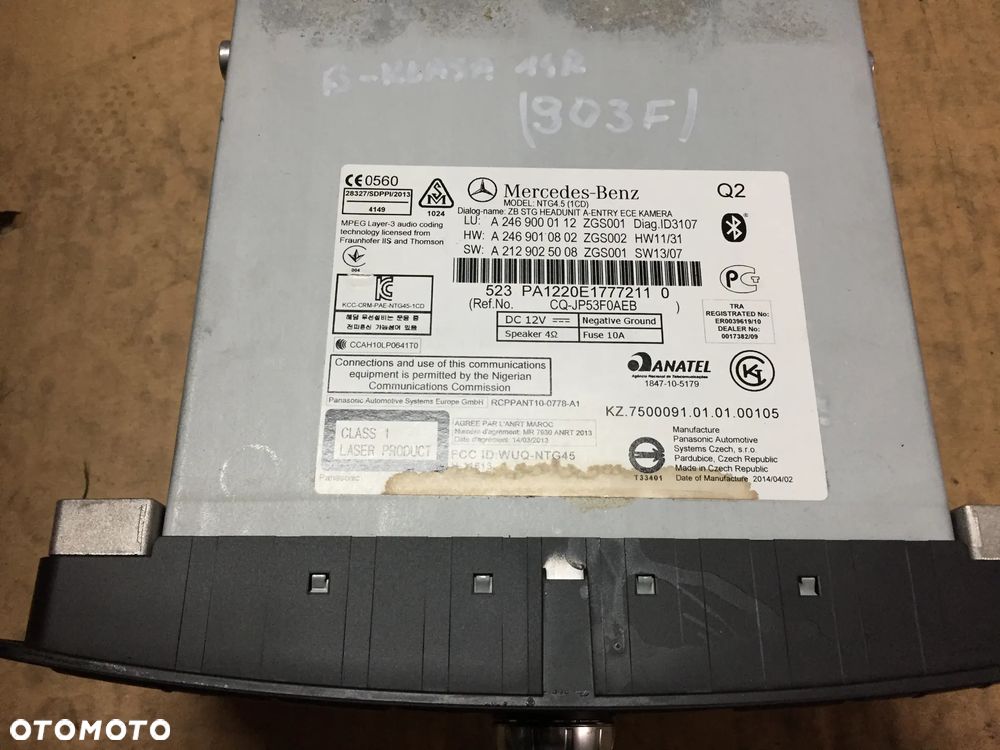 MERCEDES B KLASA W246 14R RADIO A2469000112 - 2