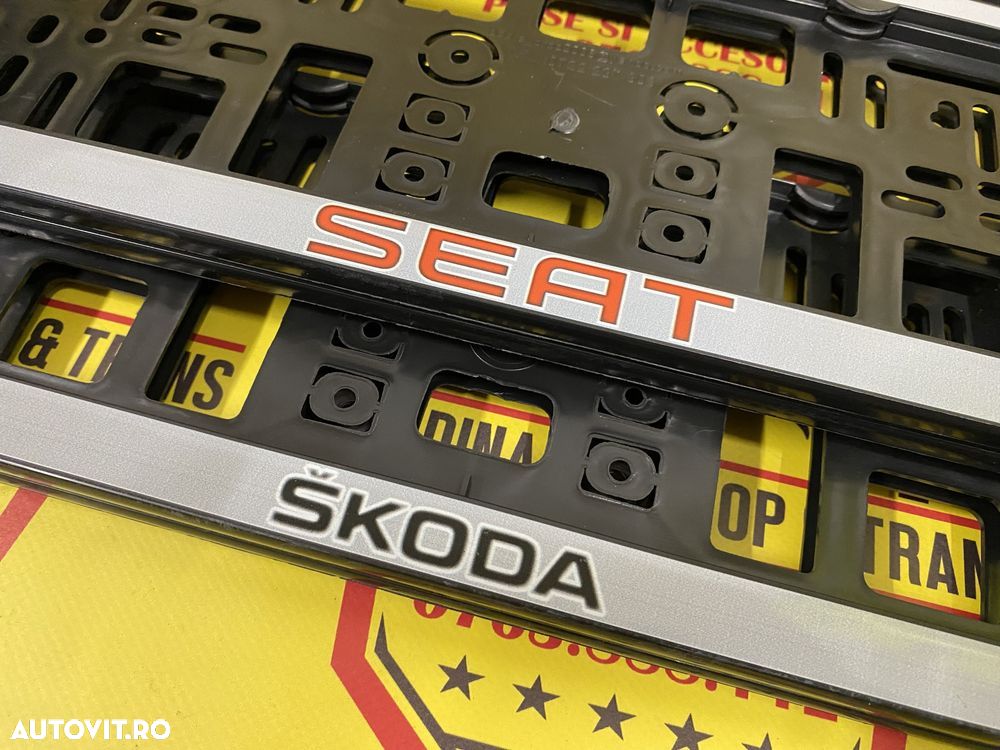 Set 2 suporti numar numere inmatriculare Audi Skoda Seat Vw Volkswagen - 4