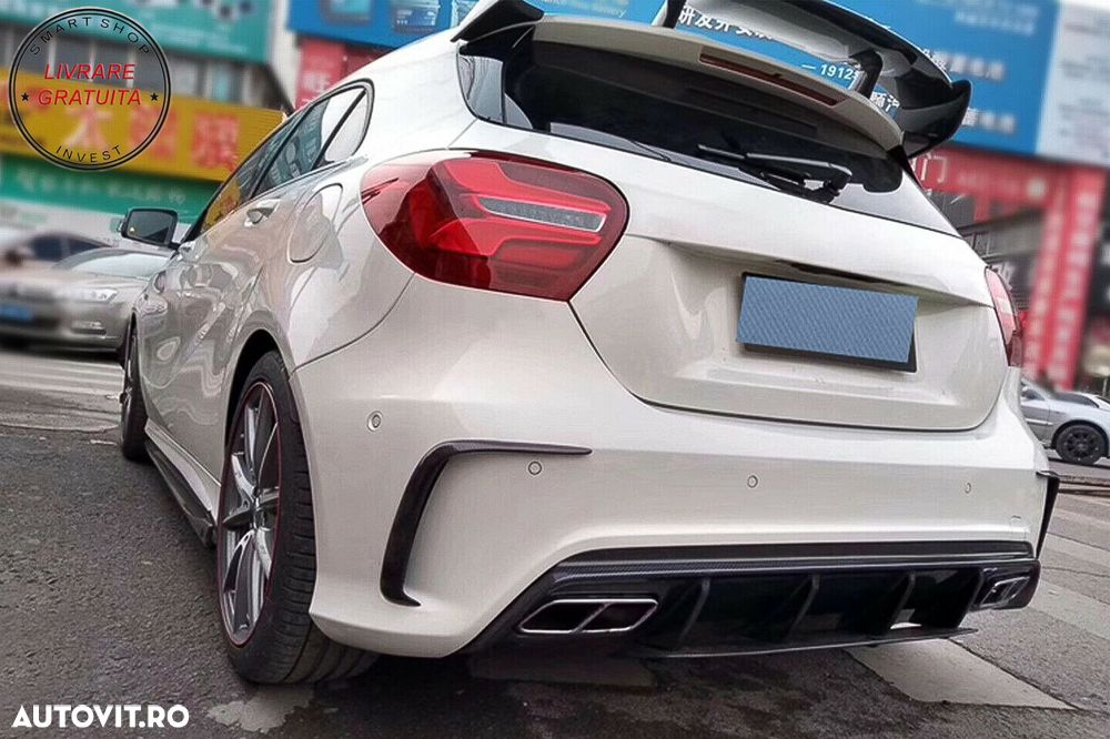 Ornamente Bara Spate Flapsuri Mercedes A-Class W176 (2012-2018) Negru Lucios- livrare gratuita - 5
