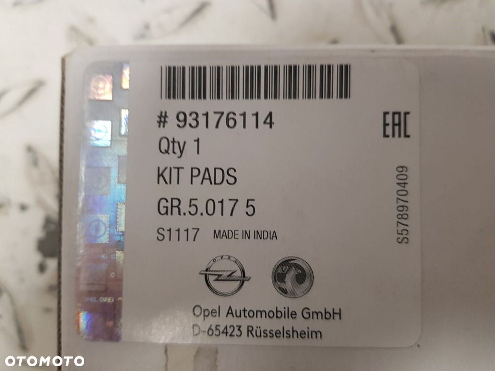 ORYGINALNE NOWE KLOCKI HAMULCOWE PRZÓD PRZEDNIE OPEL MERIVA A COMBO C CORSA 1.4 1.6   93176114 - 5